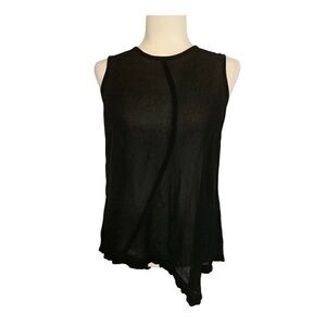 wilt womens solid black Crew Neck sheer tank top blouse xs